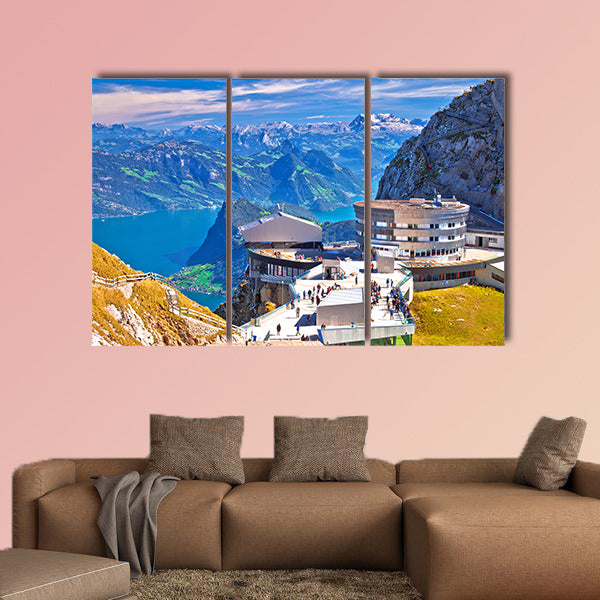 Pilatus Kulm mountain peak and Lucerne Lake view, Switzerland multi panel canvas wall art