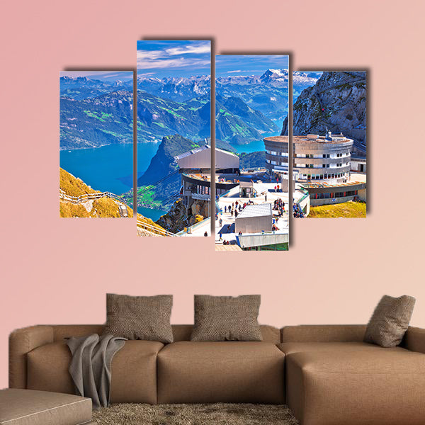Pilatus Kulm mountain peak and Lucerne Lake view, Switzerland multi panel canvas wall art