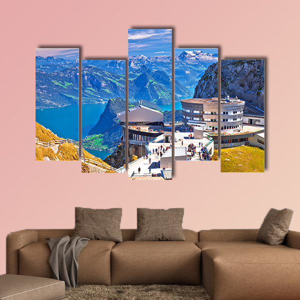 Pilatus Kulm mountain peak and Lucerne Lake view, Switzerland multi panel canvas wall art