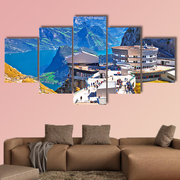 Pilatus Kulm mountain peak and Lucerne Lake view, Switzerland multi panel canvas wall art