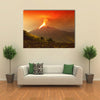 Long exposure of Tungurahua volcano exploding in the night of, Ecuador multi panel canvas wall art