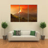 Long exposure of Tungurahua volcano exploding in the night of, Ecuador multi panel canvas wall art