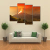 Long exposure of Tungurahua volcano exploding in the night of, Ecuador multi panel canvas wall art