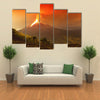 Long exposure of Tungurahua volcano exploding in the night of, Ecuador multi panel canvas wall art