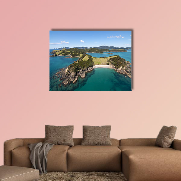 Aerial View over Urupukapuka Island, Bay of multi panel canvas wall art