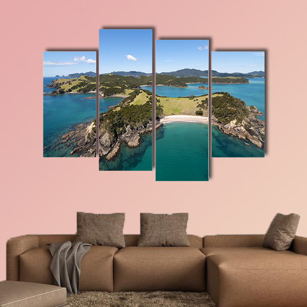 Aerial View over Urupukapuka Island, Bay of multi panel canvas wall art