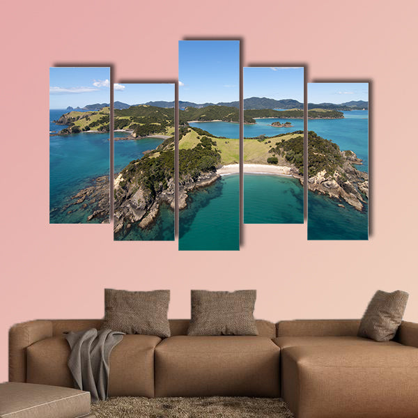 Aerial View over Urupukapuka Island, Bay of multi panel canvas wall art