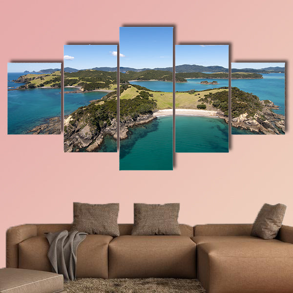 Aerial View over Urupukapuka Island, Bay of multi panel canvas wall art