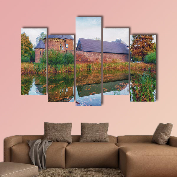 Moated castle in Oberhausen Vondern multi panel canvas wall art