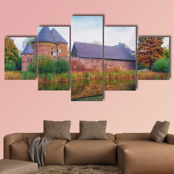 Moated castle in Oberhausen Vondern multi panel canvas wall art