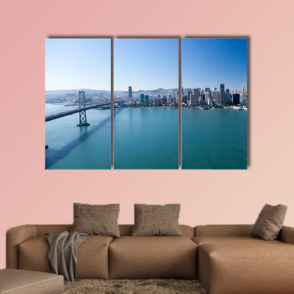 San Francisco Panorama with Bay bridge Multi panel canvas wall art
