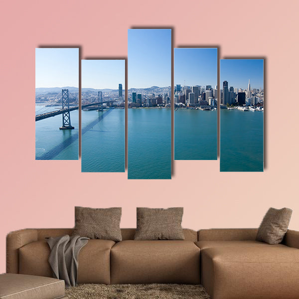 San Francisco Panorama with Bay bridge Multi panel canvas wall art
