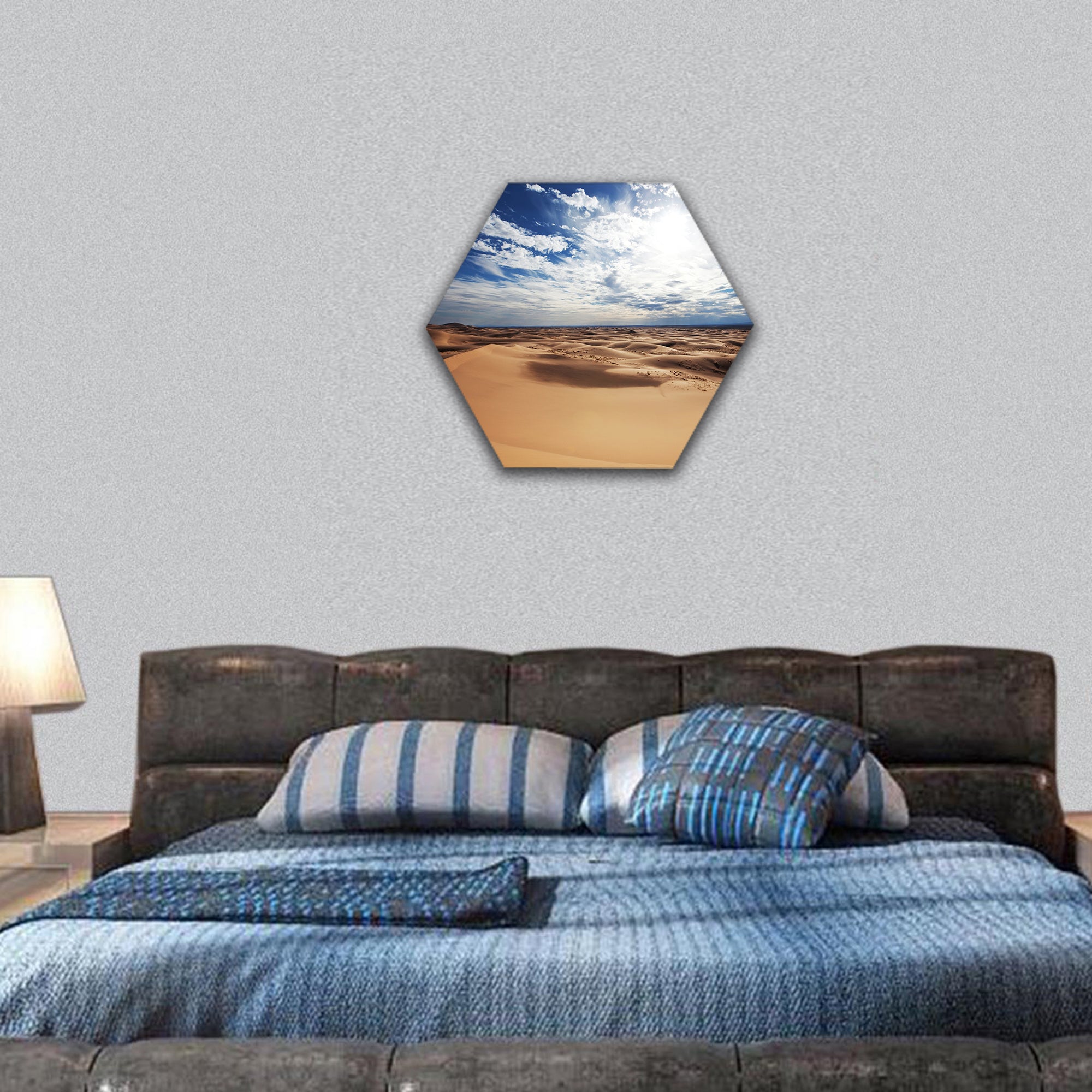 Sahara desert hexagonal canvas wall art