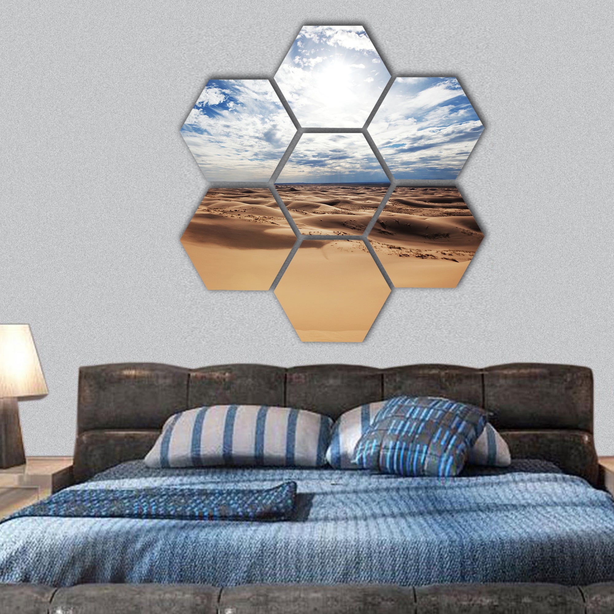 Sahara desert hexagonal canvas wall art