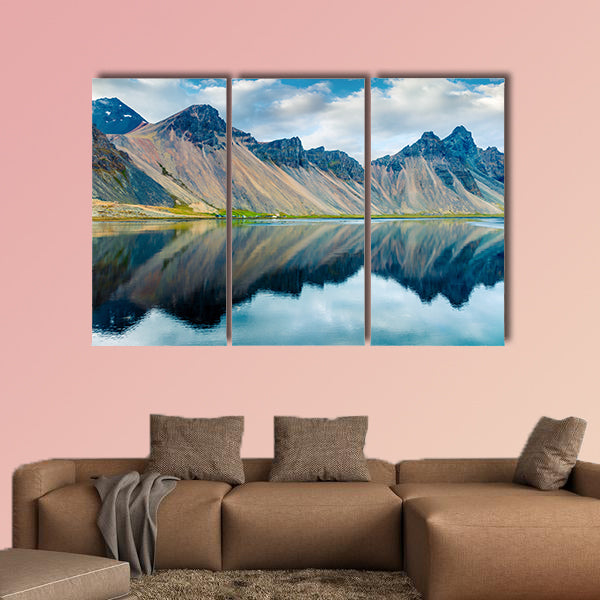 Dramatic summer scene of the Stokksnes headland canvas wall art