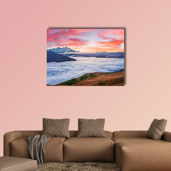 Unbelievable autumn sunrise at the foot of Mt. Tetnuld wall art
