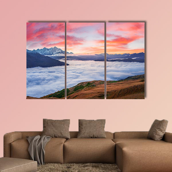 Unbelievable autumn sunrise at the foot of Mt. Tetnuld wall art
