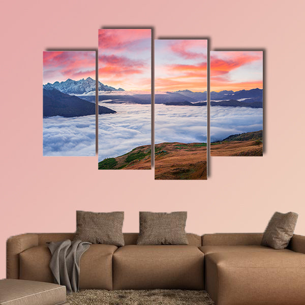 Unbelievable autumn sunrise at the foot of Mt. Tetnuld wall art