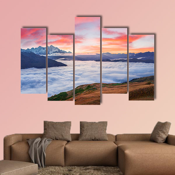 Unbelievable autumn sunrise at the foot of Mt. Tetnuld wall art