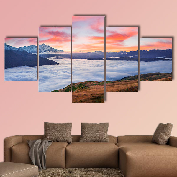 Unbelievable autumn sunrise at the foot of Mt. Tetnuld wall art