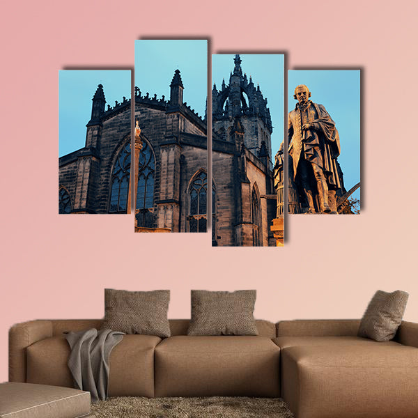 St Giles' Cathedral with Duke of Buccleuch of Edinburgh multi panel canvas wall art