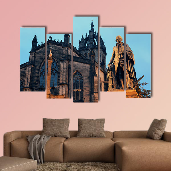 St Giles' Cathedral with Duke of Buccleuch of Edinburgh multi panel canvas wall art