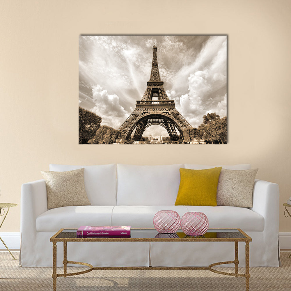 Paris, France - Eiffel Tower seen from Champ de Mars Multi panel canvas wall art