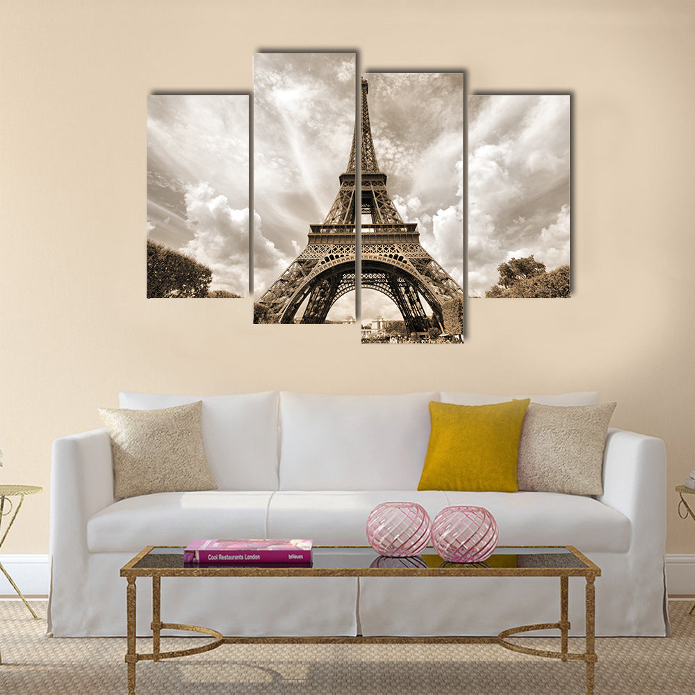 Paris, France - Eiffel Tower seen from Champ de Mars Multi panel canvas wall art