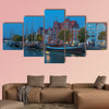 Historical cityscape with traditional sailing ships, wall art