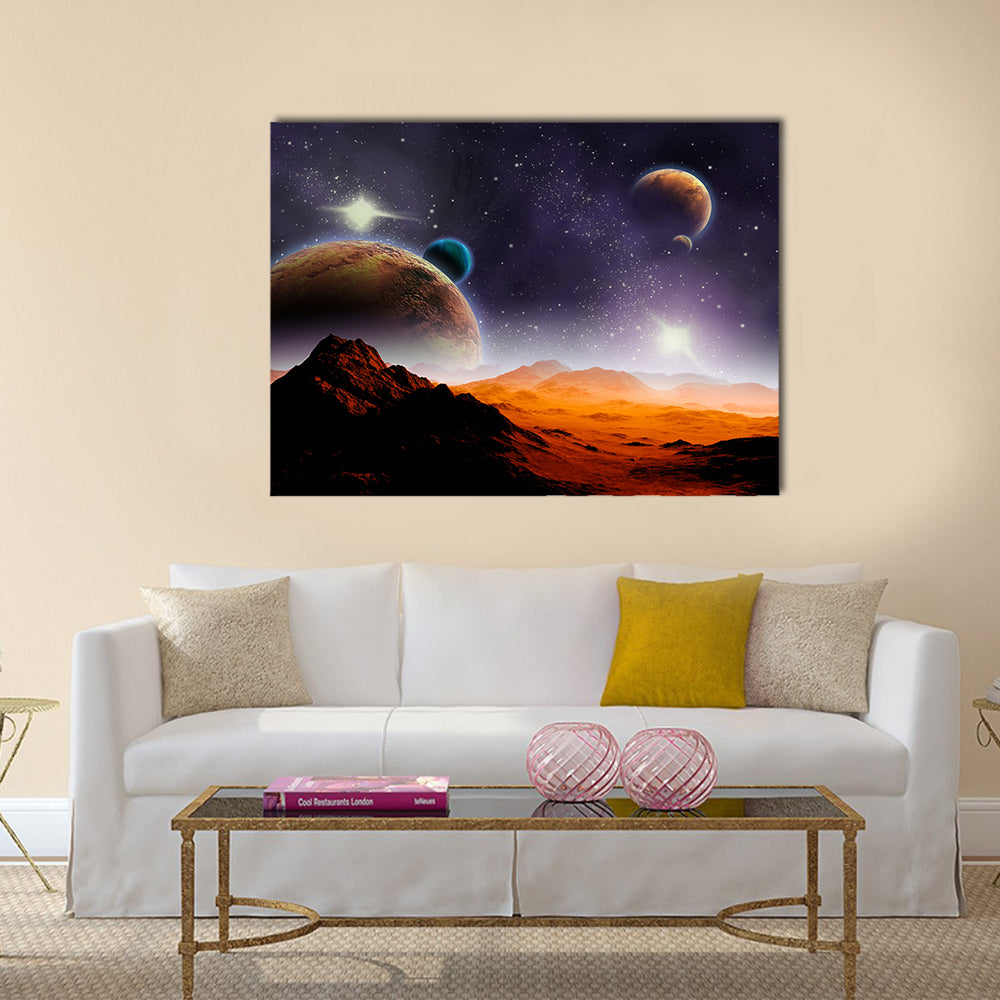 Abstract background of deep space. In the far future travel. New technologies and resources Multi Panel Canvas Wall Art