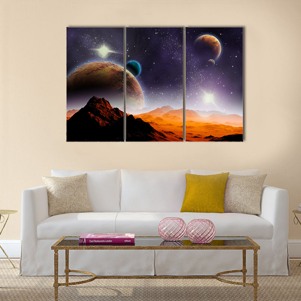 Abstract background of deep space. In the far future travel. New technologies and resources Multi Panel Canvas Wall Art