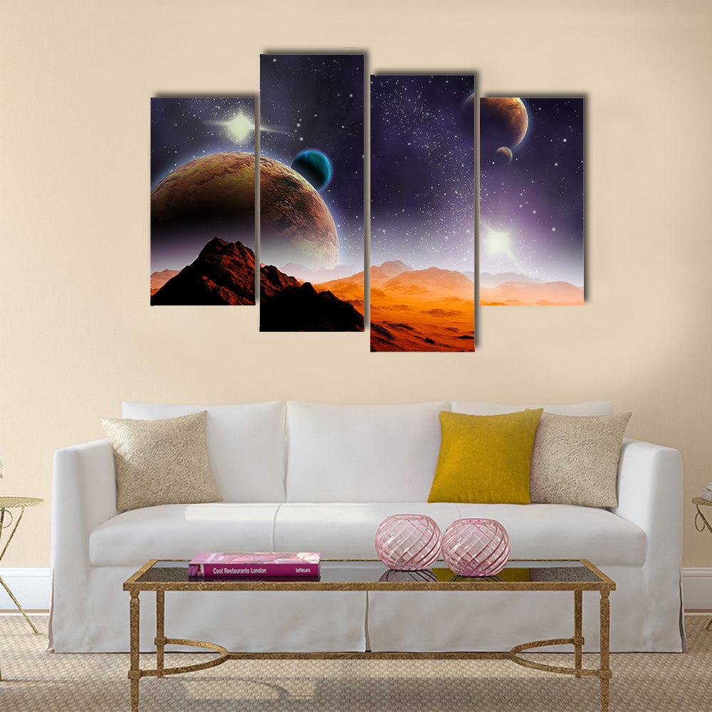 Abstract background of deep space. In the far future travel. New technologies and resources Multi Panel Canvas Wall Art