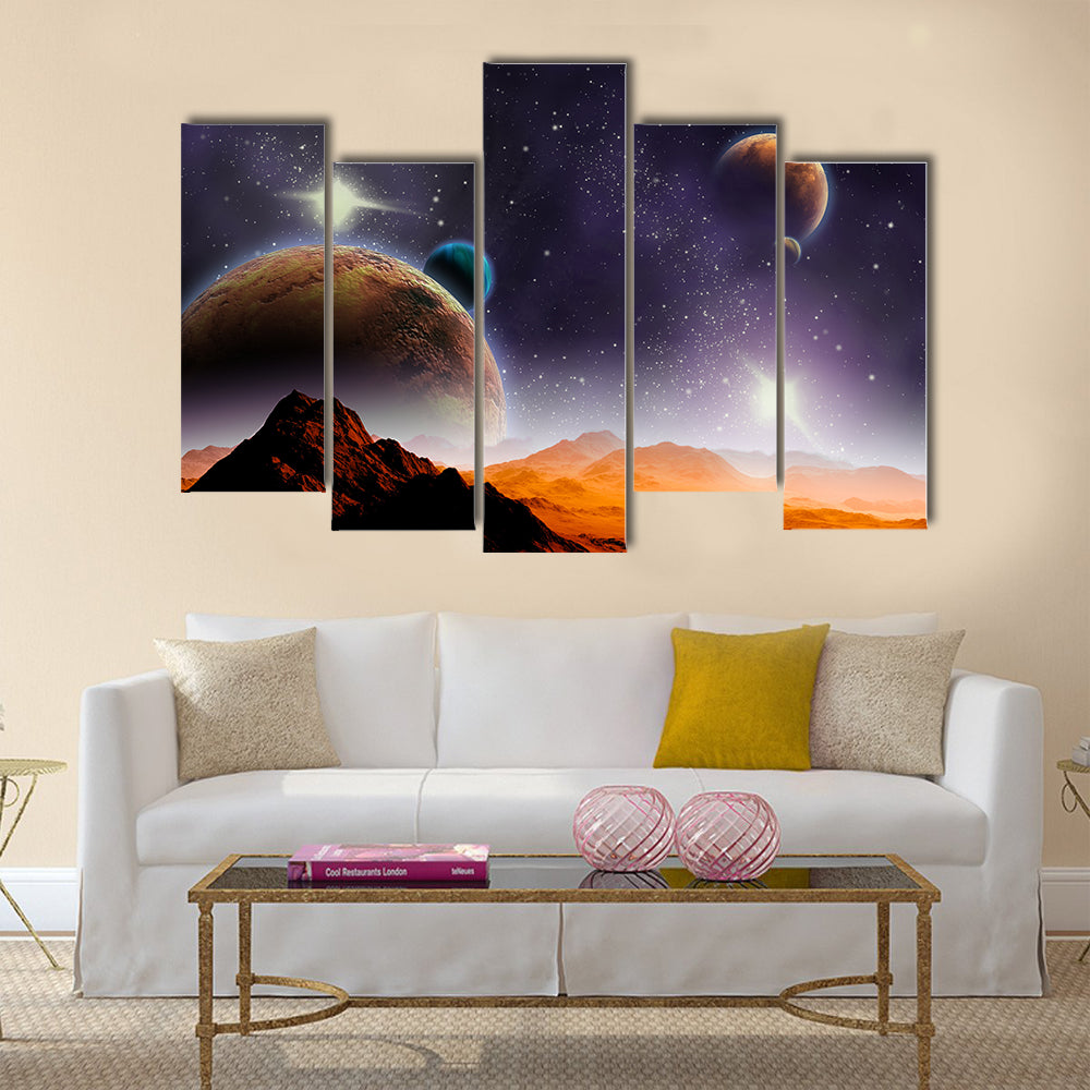 Abstract background of deep space. In the far future travel. New technologies and resources Multi Panel Canvas Wall Art