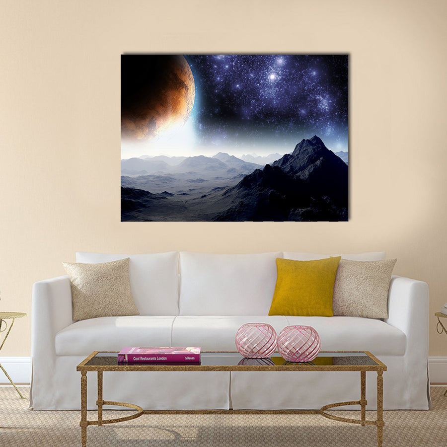 Abstract background of deep space. In the far future travel. New technologies and resources Multi Panel Canvas Wall Art