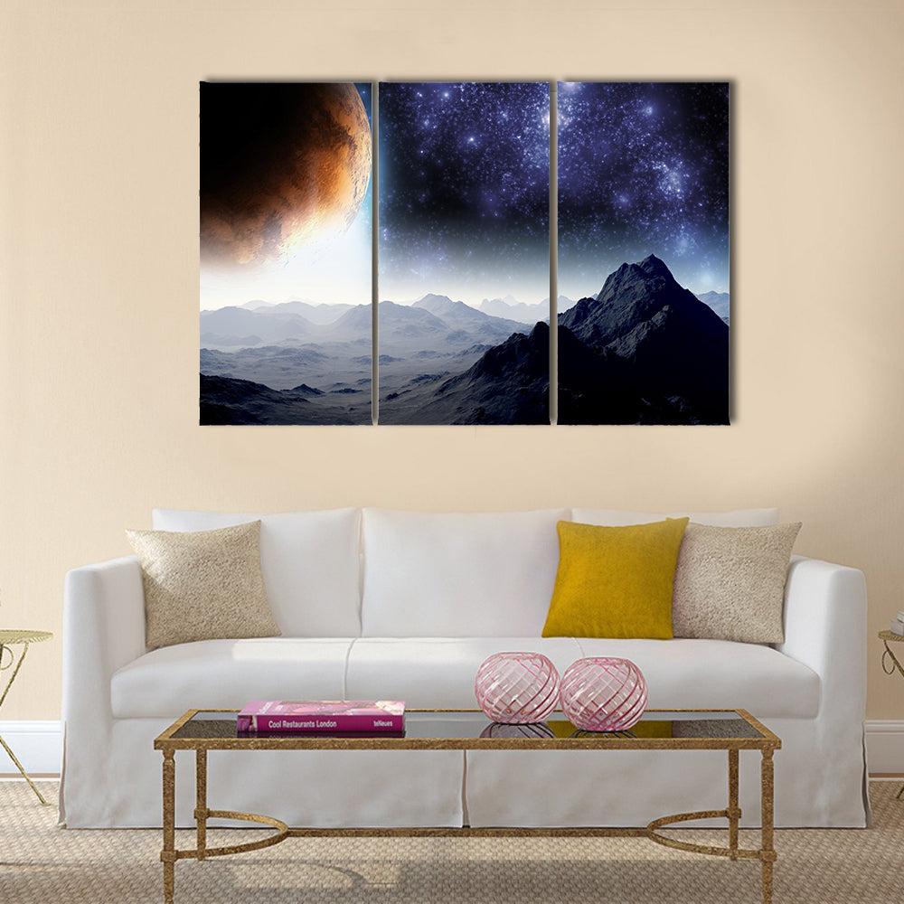 Abstract background of deep space. In the far future travel. New technologies and resources Multi Panel Canvas Wall Art