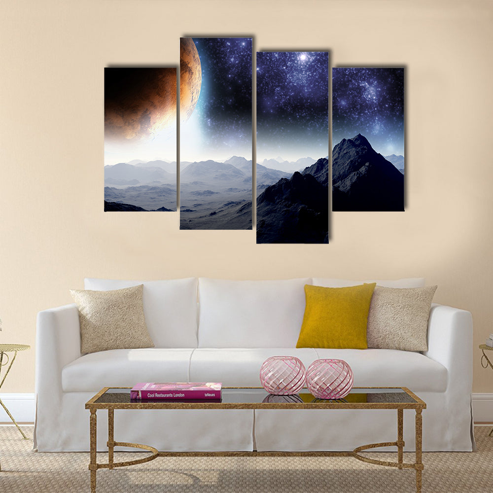 Abstract background of deep space. In the far future travel. New technologies and resources Multi Panel Canvas Wall Art