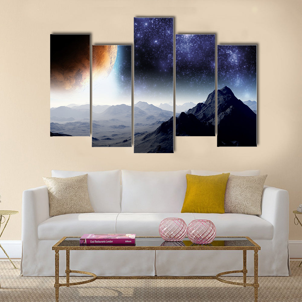 Abstract background of deep space. In the far future travel. New technologies and resources Multi Panel Canvas Wall Art