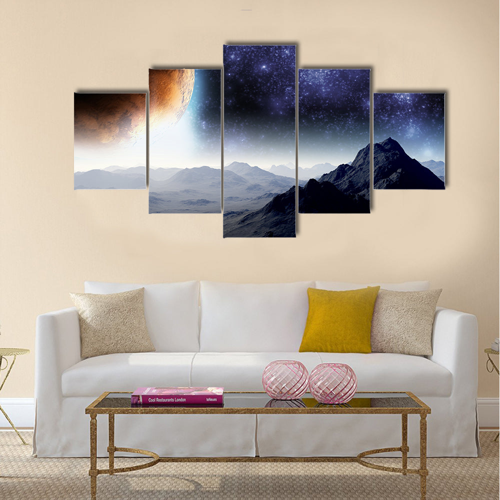 Abstract background of deep space. In the far future travel. New technologies and resources Multi Panel Canvas Wall Art
