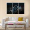 Freeway in night with cars light multi panel canvas wall art