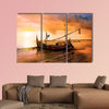 Local boat on the beach at sunset time, Bali, Indonesia multi panel canvas wall art