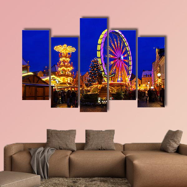Cottbus Christmas market in Germany multi panel canvas wall art