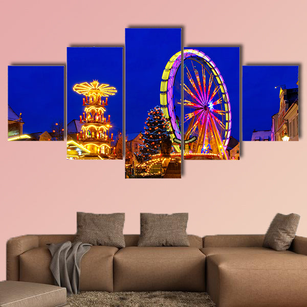 Cottbus Christmas market in Germany multi panel canvas wall art