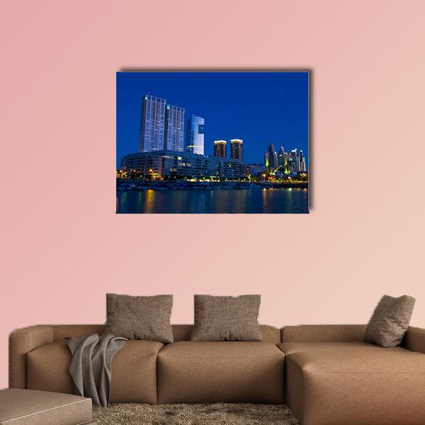 Puerrto Madero at night in Buenos Aires Argentina multi panel canvas wall art
