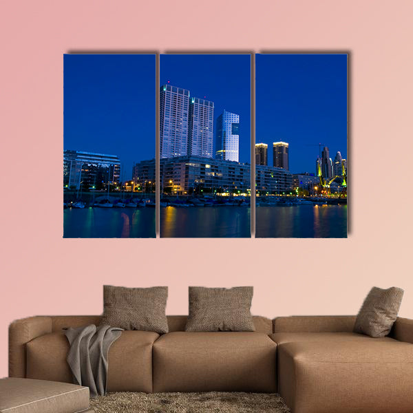 Puerrto Madero at night in Buenos Aires Argentina multi panel canvas wall art