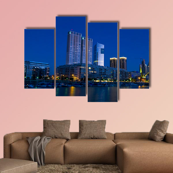 Puerrto Madero at night in Buenos Aires Argentina multi panel canvas wall art