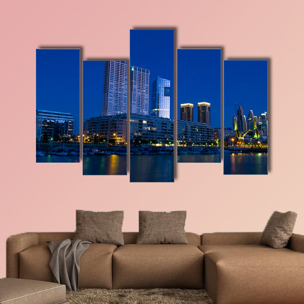 Puerrto Madero at night in Buenos Aires Argentina multi panel canvas wall art