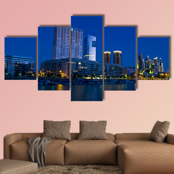 Puerrto Madero at night in Buenos Aires Argentina multi panel canvas wall art