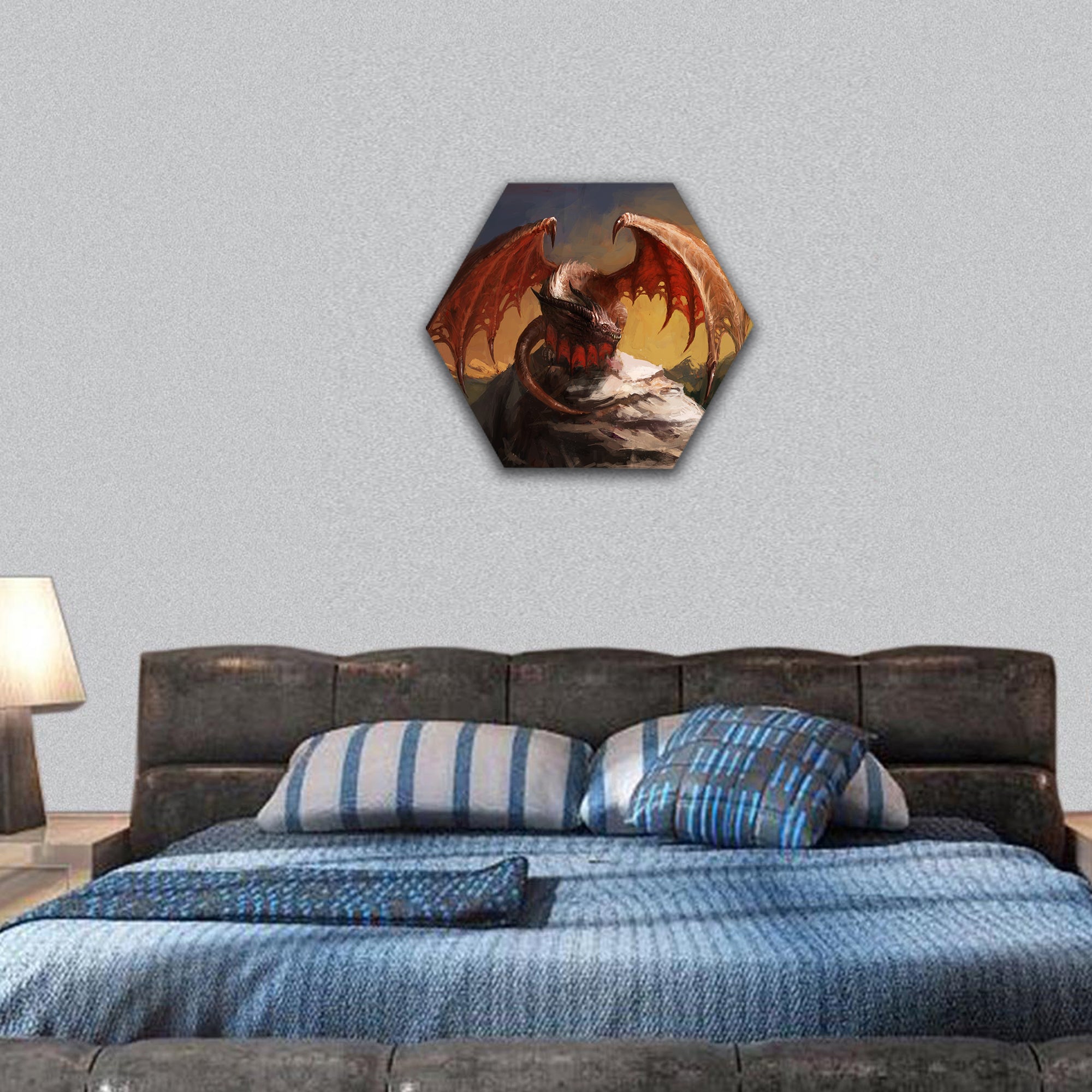 Dragon hexagonal canvas wall art