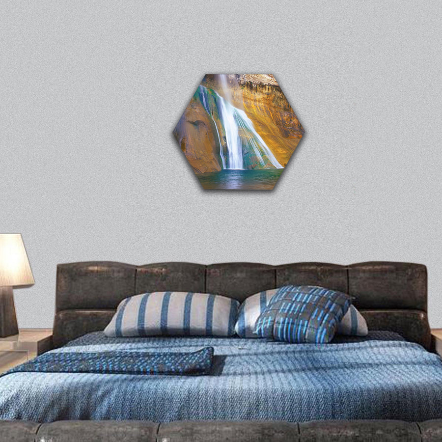 Lower Calf Creek Falls, Utah hexagonal canvas wall art