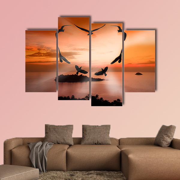 Valentine bird multi panel canvas wall art